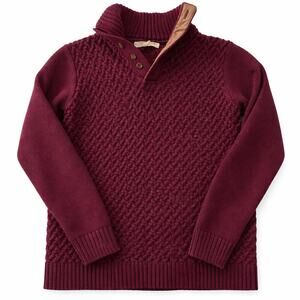 Hope Henry Boys XL Burgundy Cable Knit Sweater Button Neck Preppy Kids